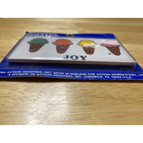 Vintage Retro Dead Stock JOY With Ice Cream Cones Ceramic Door Name Wall Sign - Picture 4 of 12